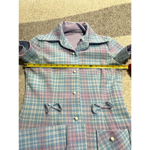 VTG Bonwit Teller 50s 60s Plaid Dress Womens Size Small Cap Sleeves Blue Purple - Picture 4 of 14